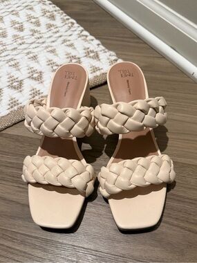 Time and Tru Braided Double-Strap Slide Sandals in Beige